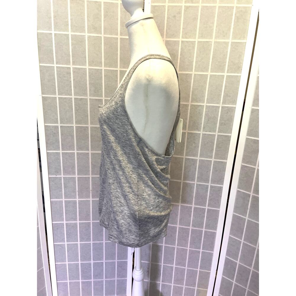 Massimo Dutti NEW Gray Racerback Drape Tank M Super Soft Quiet Luxury Minimalist - Picture 2 of 10
